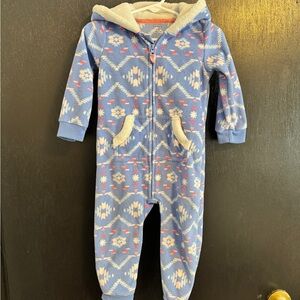 Carter's Blue and White Patterned Kids Footie
